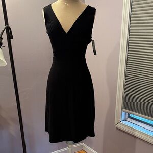 INC International Concepts Black V-Neck Midi Dress